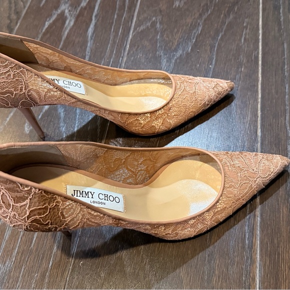 Jimmy Choo Agnes Lace Heels in Tan - Picture 5 of 10